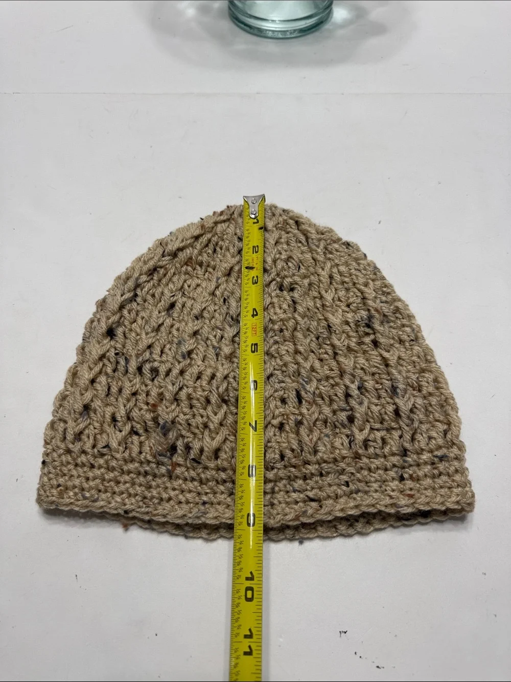 Speckled Beige Crochet Knit Beanie